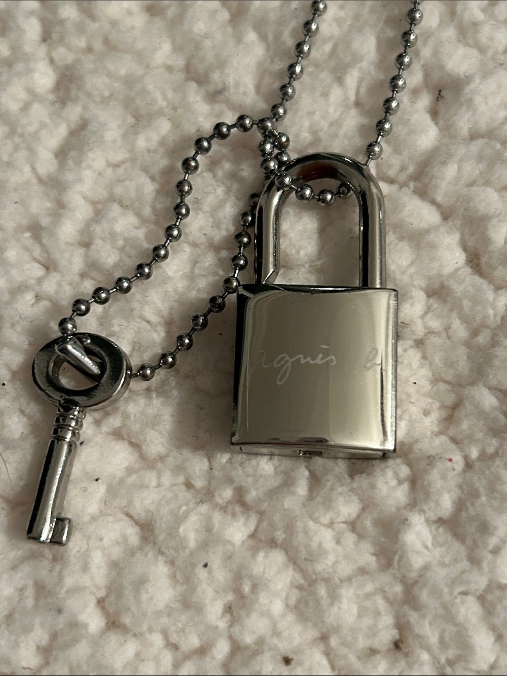 Agnes B. Silver Padlock & Key Pendant Necklace